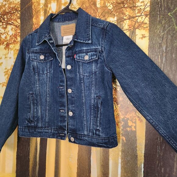 Levi's Youth Denim Jacket Kids Size M 10-12 SZ Blue Trucker Casual Button-Up - Picture 4 of 10